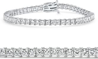 Pompeii3 9.20Ct Princess Cut Diamond 7 Tennis Bracelet 14k Gold Lab Grown