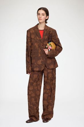Ganni Cocoa Brown Trousers in Fil Coupe