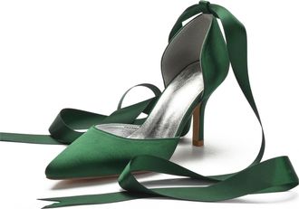 Miyoopark Women Shoes Heels for Wedding Closed Pointed Toe Evening Pumps Shoes M519 Dark Green UK 8.5