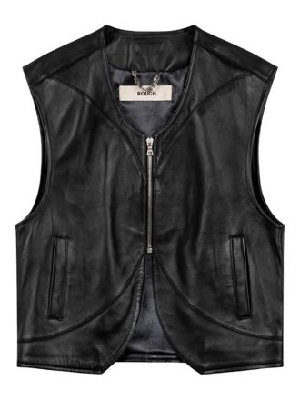 Rough. leather vest - unisex - Silk/Cotton/Leather - M - Black