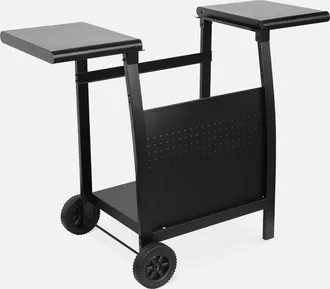 Sweeek Sweeek - Mesa De Plancha Con 2 Quemadores, Aparador Porthos 2, Negro, 107x40x80 Cm