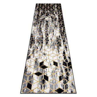 RugsX Tappeto, Tappeti Passatoie Gloss Moderno 409a 82 Cubo Elegante, Glamour, Art Deco Nero / Grigio / Oro Black 70x200 Cm