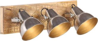 vidaXL Industrial Wall Lamp Silver 70x23 cm E27 Mango Wood Vidaxl