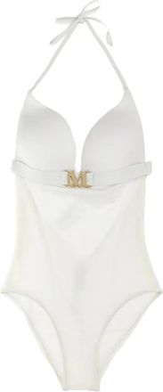 Max Mara Celine badpak met ceintuur met monogram - Wit