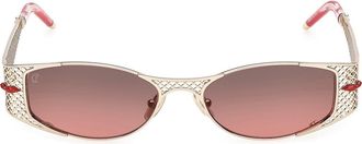 Christian Louboutin 55mm Gradient Oval Sunglasses in Gold /Red /Zeiss Smoke Red at Nordstrom