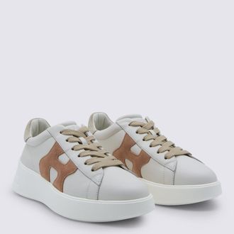 Hogan Suede-Trimmed Lace-Up Sneakers - White
