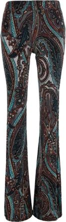 Etro Uitlopende broek in chenille jacquard - Dames - Broeken - Veelkleurig - Maat: M Leer