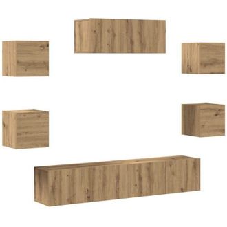 vidaXL Vidaxl - Mueble Para Tv De Pared 7 Piezas Roble Artesanal