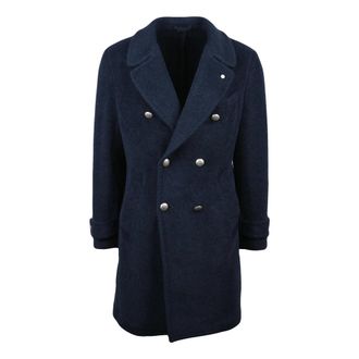 L.B.M. 1911 Cappotto - Heren - Mantel - Blauw - L - Wol - Jassen