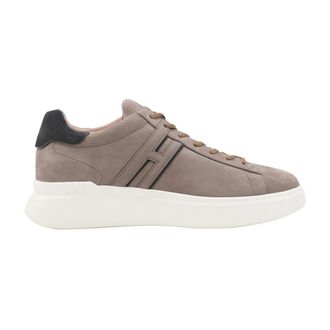 Hogan Leren Sneakers met Logo Detail - Heren - Sneakers - Beige - 42 1/2 EU - Katoen - Schoenen