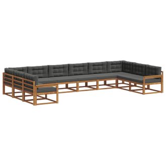 vidaXL Conjunto De Sof&aacute;s De Exterior 10 Uds. Natural Y Antracita Vidaxl