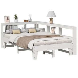 Berkfield Home Bookcase Bed without Mattress White 120x190cm Small Double Solid Wood Pine