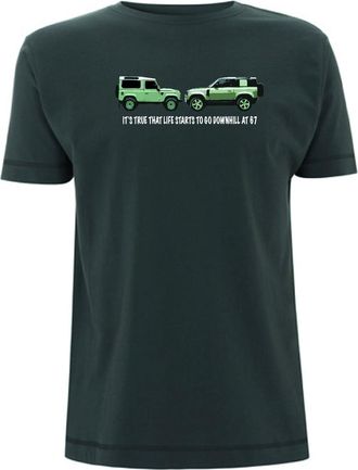 Generic Defender Graphic T Shirt 67 Years Production Funny Life Begins Downhill Off Road Trip DAD Grandad 90 4X4 Gift Dad Brother Uncle Husband Grandad (UK, A