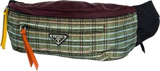 Prada Green Multi-Color Nylon Fanny Pack Sling Bag (Pre-Owned)