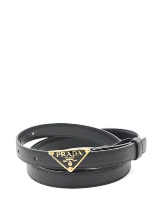 Prada Cintura in pelle con logo - Nero