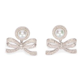 Self Portrait Earrings, female, Gray, Size: ONE SIZE Pearl Bow Earrings