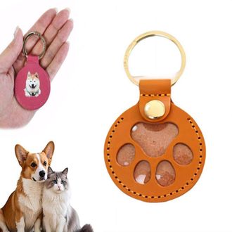 Generic Dog Hair Collector Keychain, Memorial Collection of Cat and Dog Fur, Pet Hair PU Storage Bag, Pet Hair Keepsake Charm for Pet Lovers