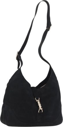 Gucci Jackie O Suede Black Leather Handbag (Pre-Owned)