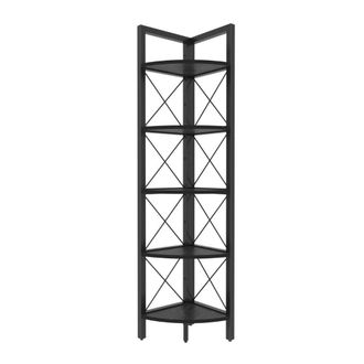 Calicosy Corner Shelf With 5 Shelves, Black, H160 Cm - Remo in Black