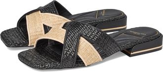 Kenneth Cole Issa Womens Wedge Shoes Natural/Black Raffia : 8.5 M, Leather