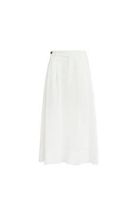 Brunello Cucinelli Twill sartorial skirt with monili in White at Nordstrom, Size 40 It