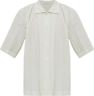 Issey Miyake Edge Shirt - Heren - Korte mouwen Overhemden - Wit - M - Overhemden