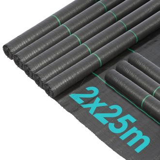 Harbour Housewares Weed Control Membrane Fabric 110gsm 4m x 100m Coverage (8 Rolls) in Black