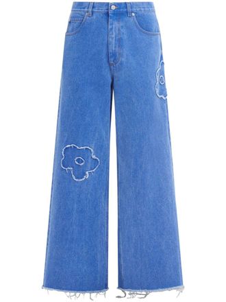 Marni Jeans met bloemapplicatie - Blauw