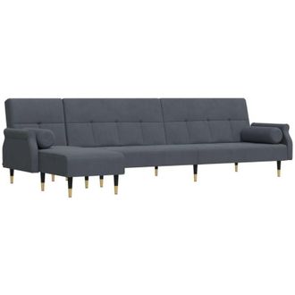 vidaXL Vidaxl - Sof&aacute; Cama En Forma De L Terciopelo Gris Oscuro 271x140x70 Cm