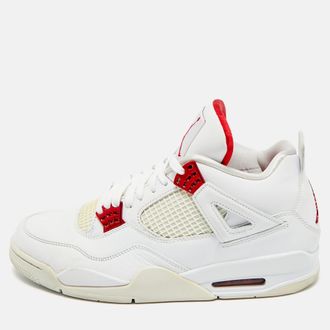 Air Jordan s White Leather Jordan 4 Retro Metallic Red Sneakers
