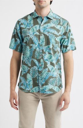 Tommy Bahama Tortola Jungle Blooms Short Sleeve Button-Up Shirt in Voyager Blue at Nordstrom, Size Xxx-Large