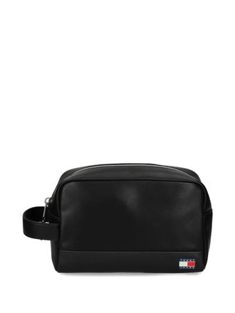 Tommy Jeans zip logo-plaque wash bag - Black