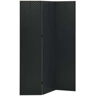vidaXL Biombo Divisor De 3 Paneles Acero Negro 120x180 Cm Vidaxl