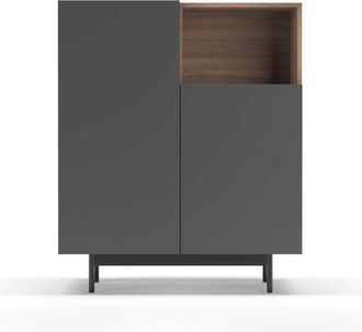 HERDASA Herdasa - Mueble Auxiliar Modelo-602-1 Acabado Nogal/grafito, 110 Cm (alto) X 90 Cm (ancho) X 34 Cm (prof.)