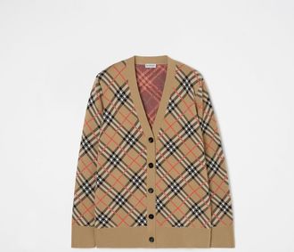 Burberry Check Cotton Wool Cardigan