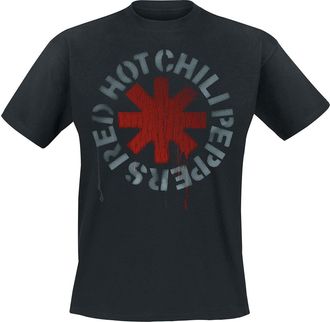 Red Hot Chili Peppers Stencil Black Men T-Shirt Black XXL, 100% Cotton, Regular