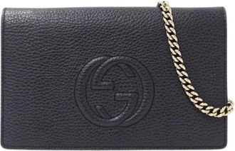 Gucci Pre-owned Chain Shoulder Wallet - Dames - Vintage Schoudertas - Blauw - ONE Size - Leer - Vintage