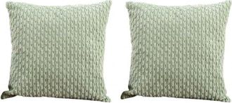 OEM Juego De Dos Piezas - Fundas De Almohada De Pana - Aptas Para Sof&aacute;s Y Dormitorios - 40x40 Cm - Verde Claro
