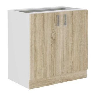 OEM Meuble Bas Sara - 2 Portes - D&eacute;cor Chene Sonoma - L80xp48xh82 Cm - Plan De Travail Non Inclus - Fabriqu&eacute; En Pologne