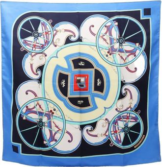 Herm&egrave;s Foulard Washingtons Carriage con stampa anni 2000 - Blu
