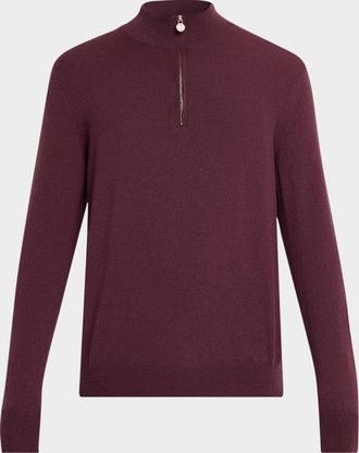 Kiton Men & apos;s 12gg Cashmere Mock Neck Quarter-Zip Sweater
