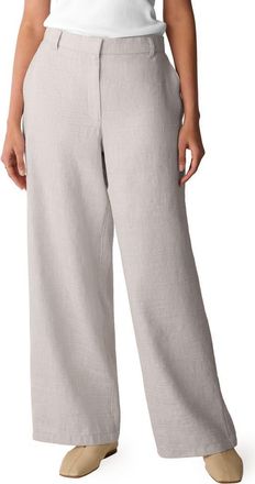 Eileen Fisher High Waist Linen Blend Wide Leg Pants in Wheat at Nordstrom, Size Xx-Small
