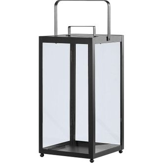 Beliani Modern Minimalist Lantern Black Iron Decorative Candle Holder Lamp 41 cm Lepar