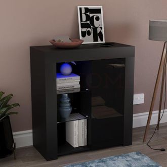 Home Discount Home Discount - Azura led Sideboard 1 Door Modern High Gloss Storage Cabinet Cupboard, Black
