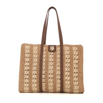 HUGO BOSS Tassen, Dames, Beige, ONE Size, Leer, Beyond Tote Raffia Bag