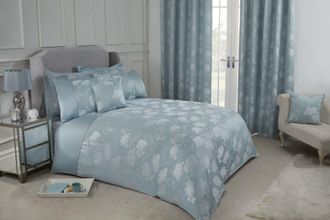 Emma Barclay Blossom - Embellished Jacquard Duvet Set in Duck Egg - Double - Emma Barclay | TJ Hughes Blue