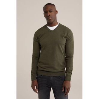 WE Fashion WE Fundamentals gebreide trui donkergroen