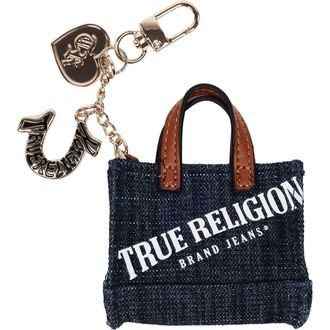 True Religion Mini Denim Tote Bag Charm in Dark Denim at Nordstrom