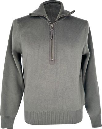 Tom Ford Half-Zip Knitted Sweater in Grey Wool