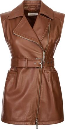 Sportmax Favella Vest - Dames - Bodywarmers - Bruin - 2XS - Leer - Jassen